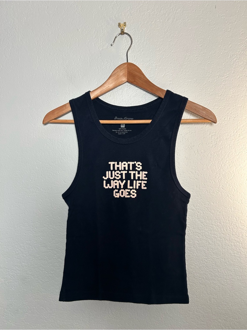 Gracie Abram’s Tank Top Navy That’s Just The Way Life Goes XL runs small